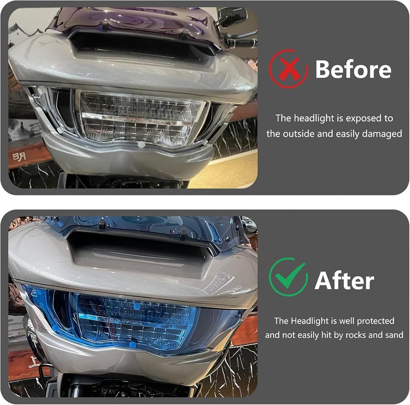 FWXEOZ CVO Road Glide FLTRXSE 2023-2024 Headlight Guard Motorcycle Front Headlamp Protect Cover Compatible with 2024 Road Glide/ST Motorbike Part (Blue) - Image 2